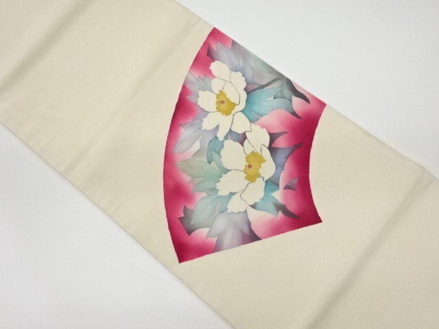 リサイクル　地紙に草花模様袋帯